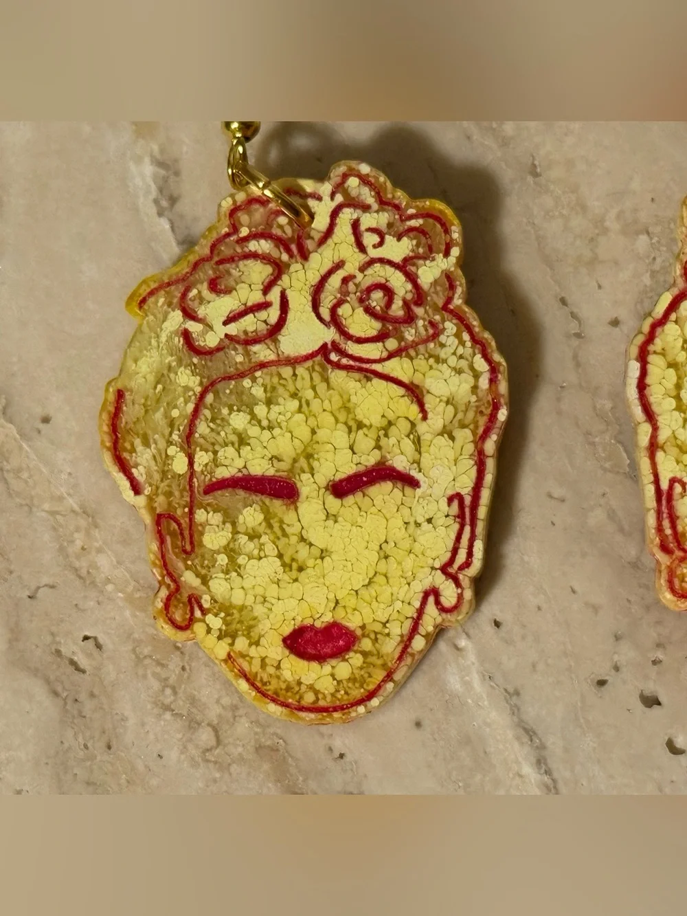 Handmade Frida Kahlo Inspired Resin Statement Earrings